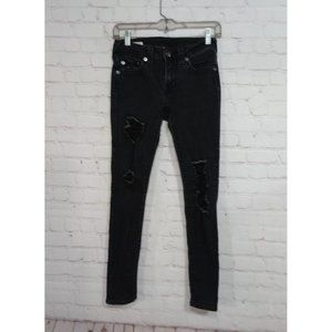 True Religion Jennie Curvy Womens Mid Rise Skinny Stretch Black Jeans Size 27
